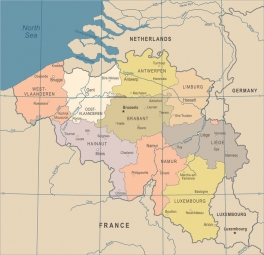  Carte magnétique de Belgique, vintage, COLOREE