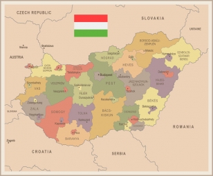  Carte magnétique de la Hongrie, vintage, COLOREE