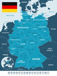  Carte magnétique de l'Allemagne, illustré, bleu