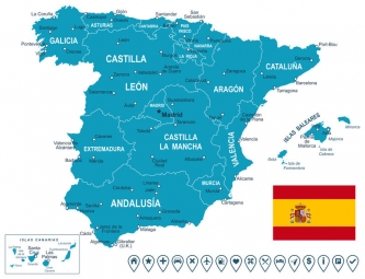  Carte magnétique de l'Espagne, illustré, bleu