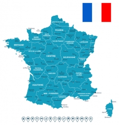  Carte magnétique France, illustré, bleu