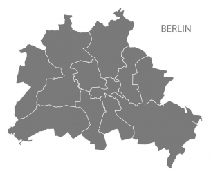  Carte magnétique de Berlin, illustré, gris