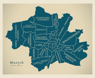  Carte magnétique de Munich, illustré, bleu