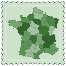  Carte magnétique France, illustré, vert