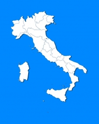  Carte magnétique de l'Italie, illustré, blanc bleu