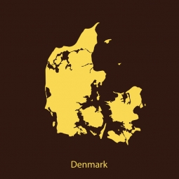  Carte magnétique du Danemark, illustré, brun-jaune