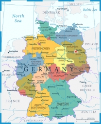  Carte magnétique de l'Allemagne, vecteur, COLOREE