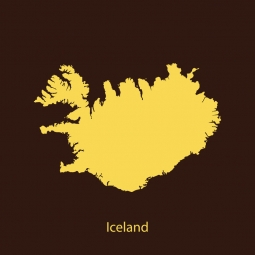  Carte magnétique de l'islande, illustré, brun-jaune