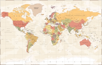  Carte magnétique du monde, vintage, COLOREE