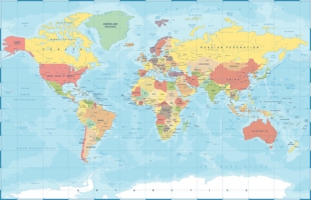  Carte magnétique du monde, vintage, COLOREE