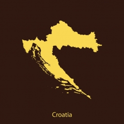  Carte magnétique de la Croatie, illustré, brun-jaune