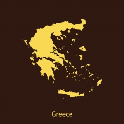  Carte magnétique de la Grèce, illustré, brun-jaune