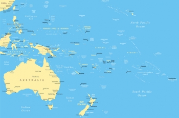  Carte magnétique Australie et Ocenies, illustré, détaillée