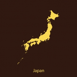  Carte magnétique du Japon, illustré, brun-jaune