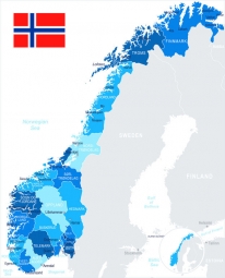  Carte magnétique de la Norvège, DETAILLEE, bleu