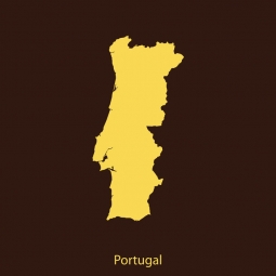  Carte magnétique du Portugal, illustré, brun-jaune