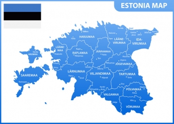  Carte magnétique de l'Estonie, administrative, bleu