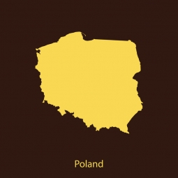  Carte magnétique de la Pologne, illustré, brun-jaune