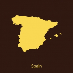  Carte magnétique de l'Espagne, illustré, brun-jaune