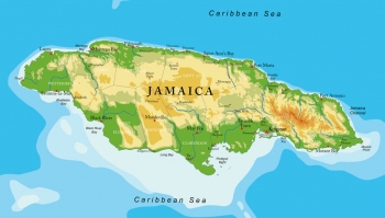  Carte magnétique de la Jamaïque, géographique, en relief
