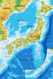  Carte magnétique du Japon, géographique, en relief