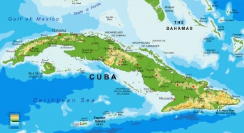  Carte magnétique de Cuba, géographique, en relief