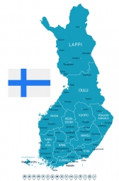  Carte magnétique de la Finlande, illustré, bleu