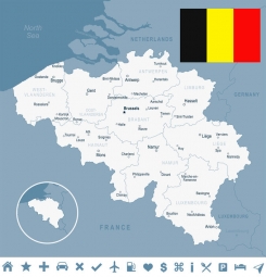  Carte magnétique de Belgique, illustré, blanc gris