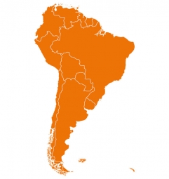  Carte magnétique de l'Amérique du Sud, illustré, orange