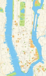  Carte magnétique DE NEW YORK, DETAILLEE, avec des étiquettes