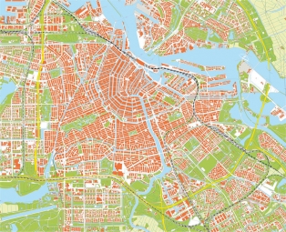  Carte magnétique d'Amsterdam, DETAILLEE, sans étiquettes