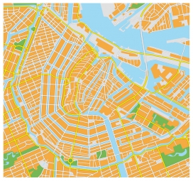  Carte magnétique d'Amsterdam, DETAILLEE, sans étiquettes