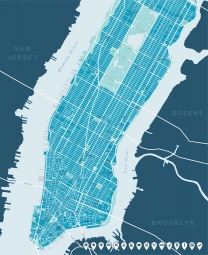  Carte magnétique DE NEW YORK, illustré, bleu
