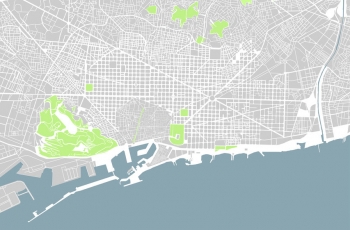  Carte magnétique de Barcelone, illustré, sans étiquettes