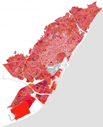  Carte magnétique de Barcelone, illustré, rouge