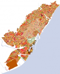  Carte magnétique de Barcelone, illustré, COLOREE