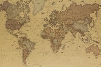  Carte magnétique du monde, vintage, brun