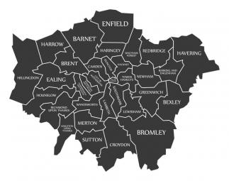  Carte magnétique de Londres, illustré, noir
