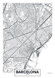  Carte magnétique de Barcelone, illustré, noir et blanc