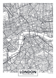  Carte magnétique de Londres, illustré, noir et blanc