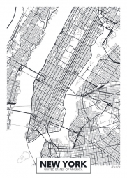  Carte magnétique DE NEW YORK, illustré, noir et blanc