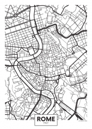  Carte magnétique de Rome, illustré, noir et blanc