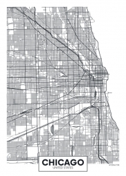  Carte magnétique de Chicago, illustré, noir et blanc