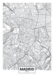  Carte magnétique de Madrid, illustré, noir et blanc