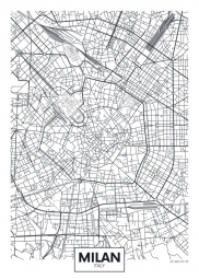  Carte magnétique de Milan, illustré, noir et blanc