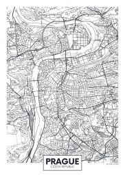  Carte magnétique de Prague, illustré, noir et blanc