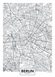  Carte magnétique de Berlin, illustré, noir et blanc