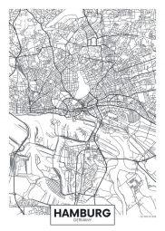  Carte magnétique de Hambourg, illustré, noir et blanc