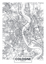  Carte magnétique de Cologne, illustré, noir et blanc