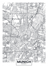  Carte magnétique de Munich, illustré, noir et blanc